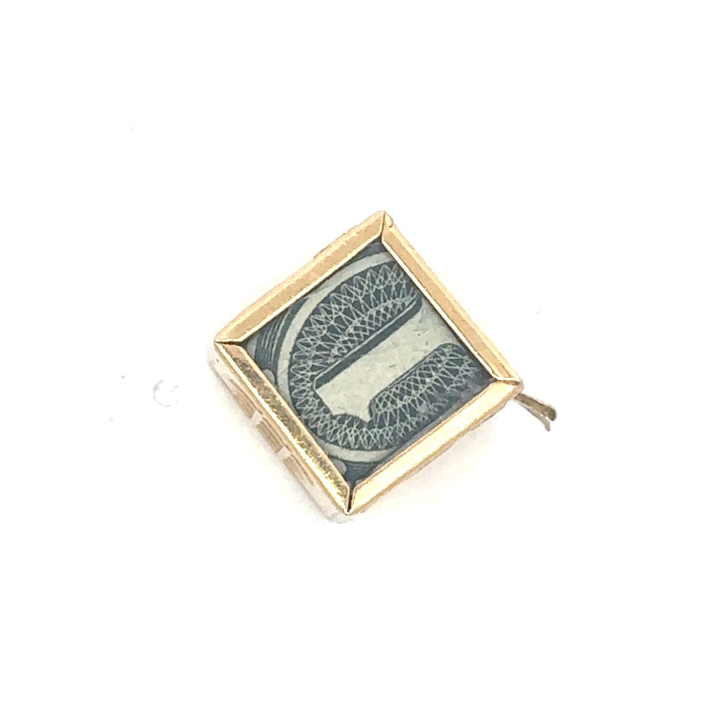 Vintage emergency money pendant in 14k yellow gold, novelty jewelry by Silver Lady Vintage, featuring a small, detailed coin design.
