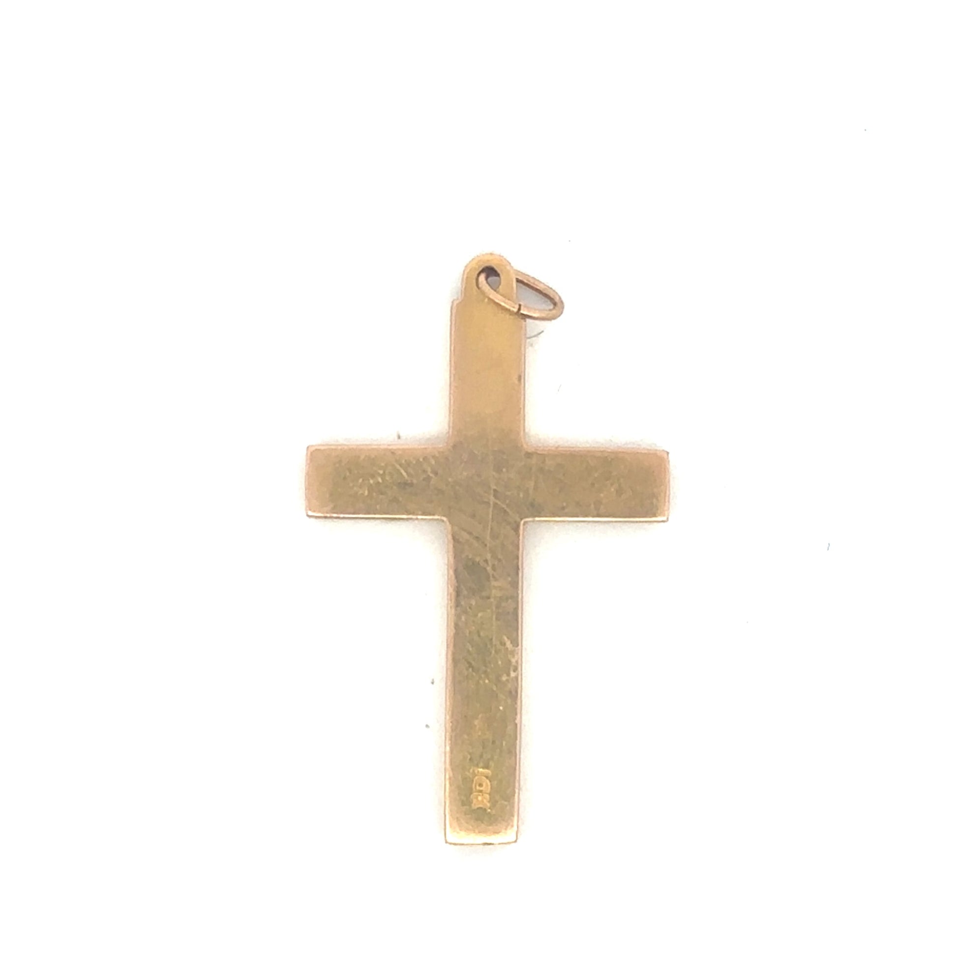 Antique Victorian engraved cross pendant in 10K yellow gold with intricate detailing, from Silver Lady Vintage.
