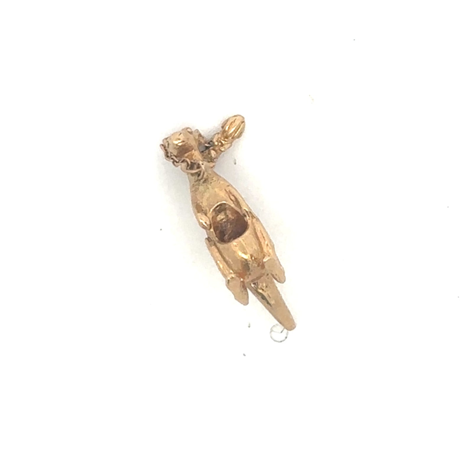 14k yellow gold kangaroo pendant with a joey charm, featuring Silver Lady Vintage jewelry design on a chain.