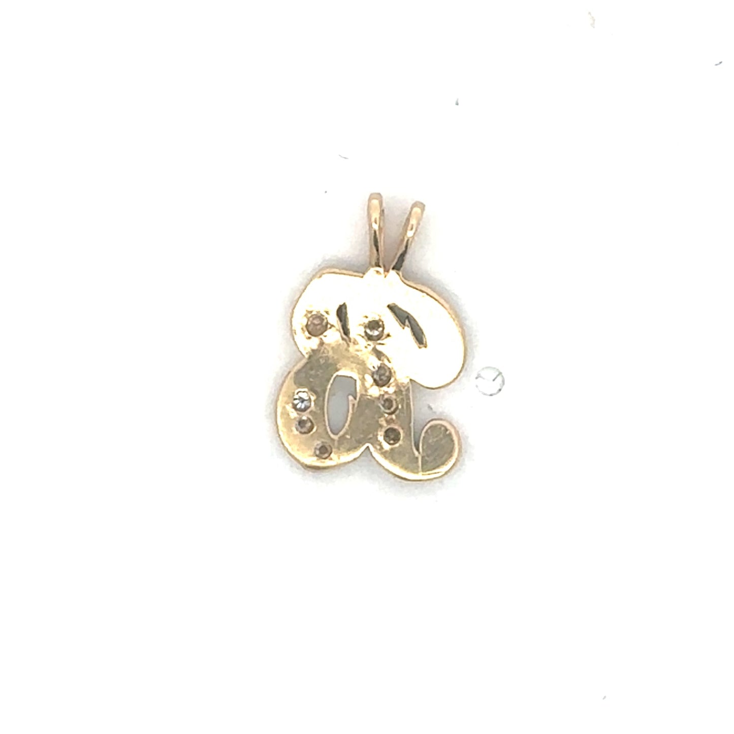 Vintage two-toned 14k gold Diamond initial B pendant by Silver Lady Vintage featuring natural diamonds and elegant design.