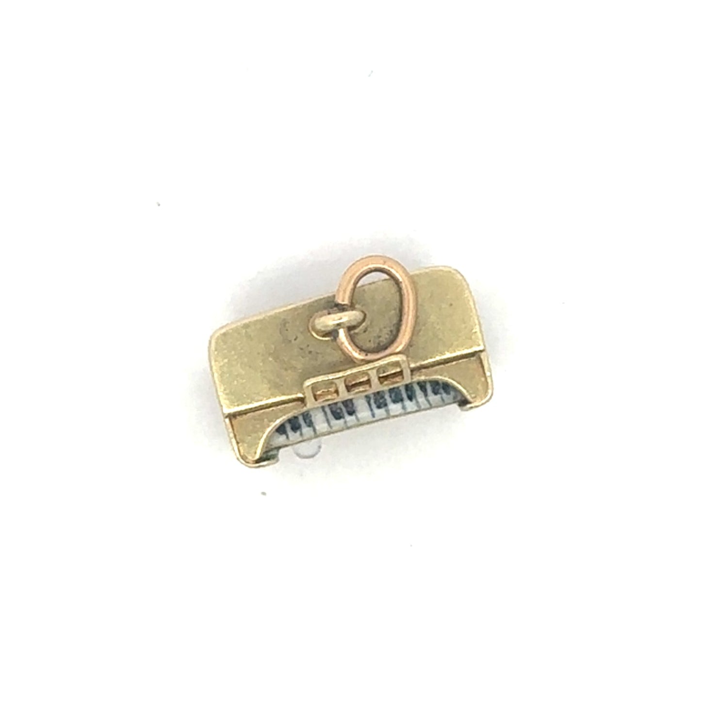 Vintage upright piano pendant charm in 14k yellow gold, detailed musical instrument jewelry from Silver Lady Vintage.