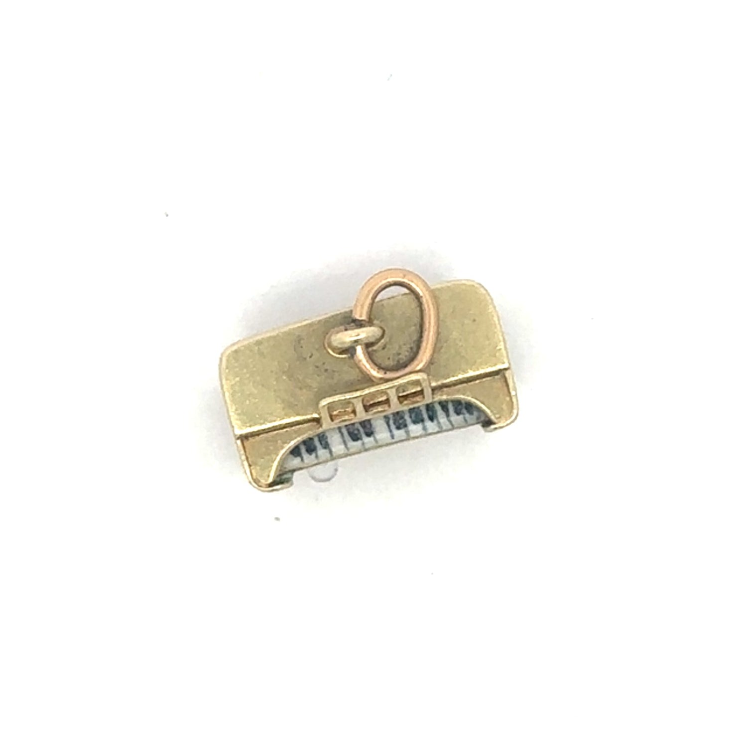 Vintage upright piano pendant charm in 14k yellow gold, detailed musical instrument jewelry from Silver Lady Vintage.