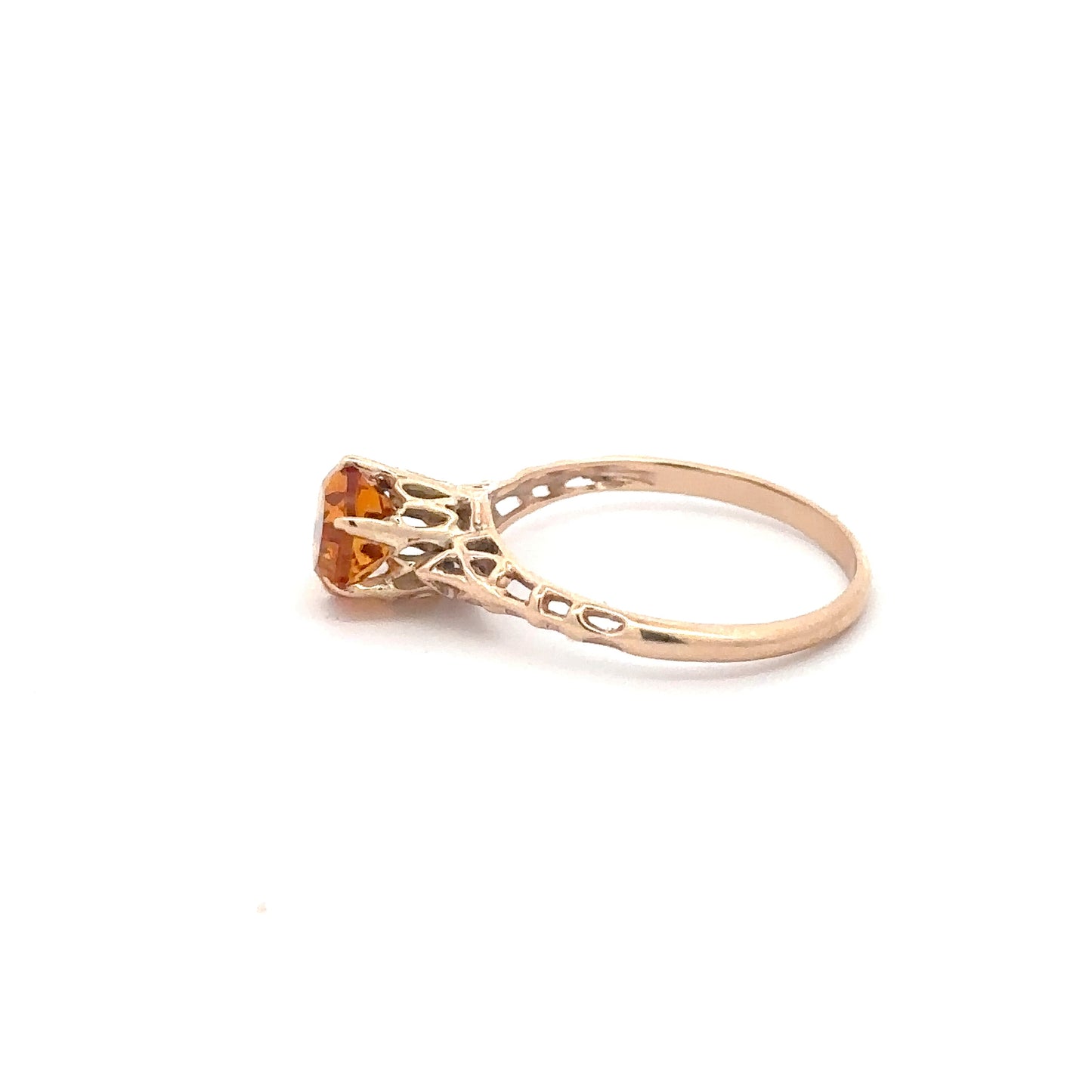 Antique citrine solitaire ring in 14k yellow gold