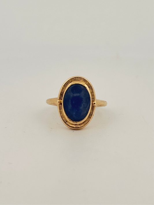 Unheated natural 2ct Burmese sapphire cabochon ring in 10k yellow gold bezel setting