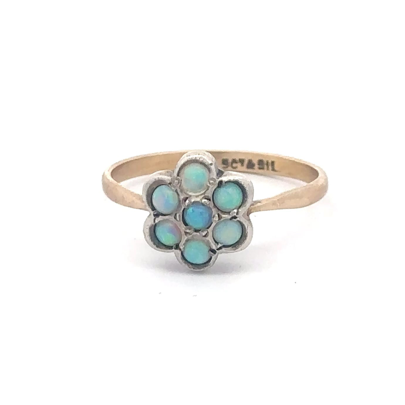 Antique Victorian opal ring in 9k yellow gold and silver