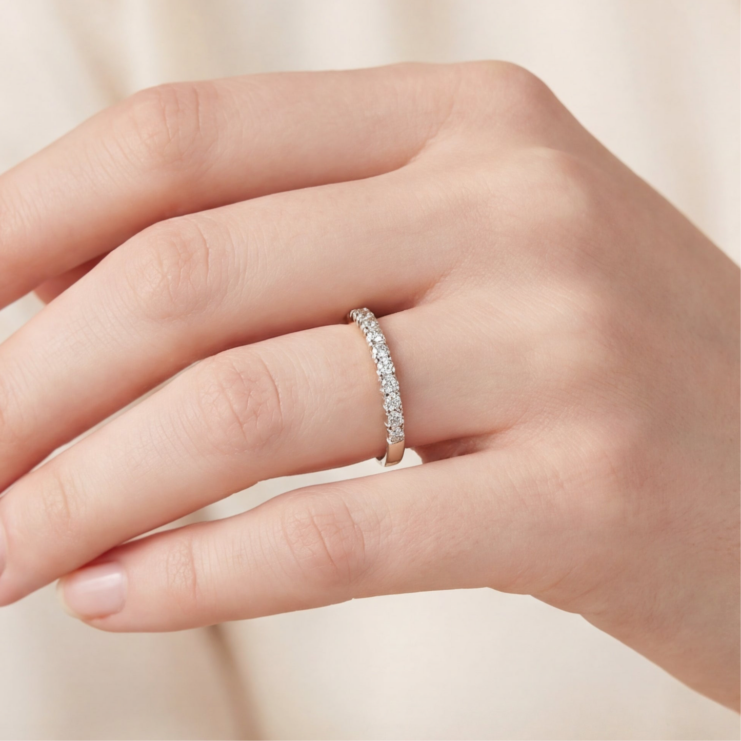 Vintage two toned natural diamond stacker band in 14k gold