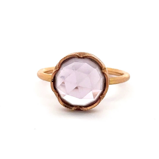 Vintage rose cut amethyst ring in 18k yellow gold