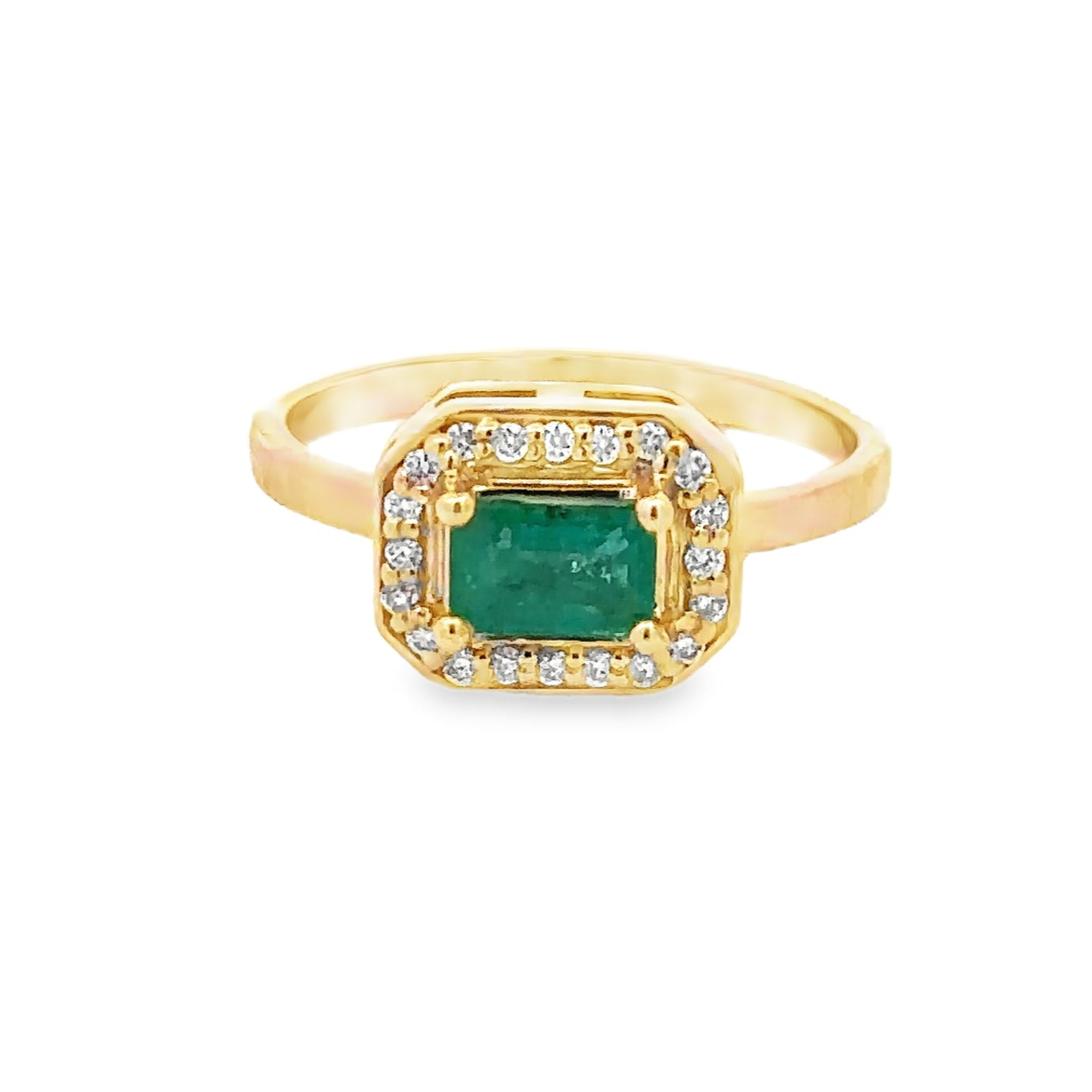 Emerald and diamond east west ring - SLV original design