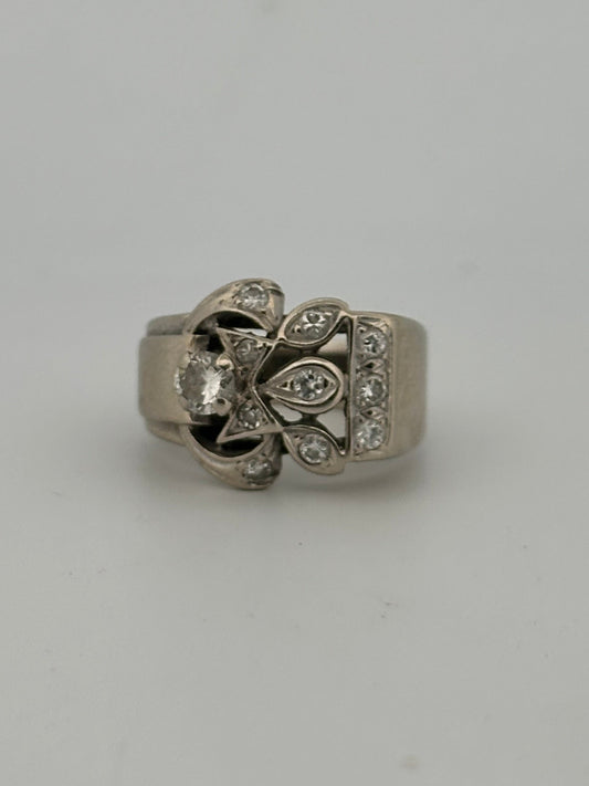 Vintage natural diamond cocktail band ring circa 1960s