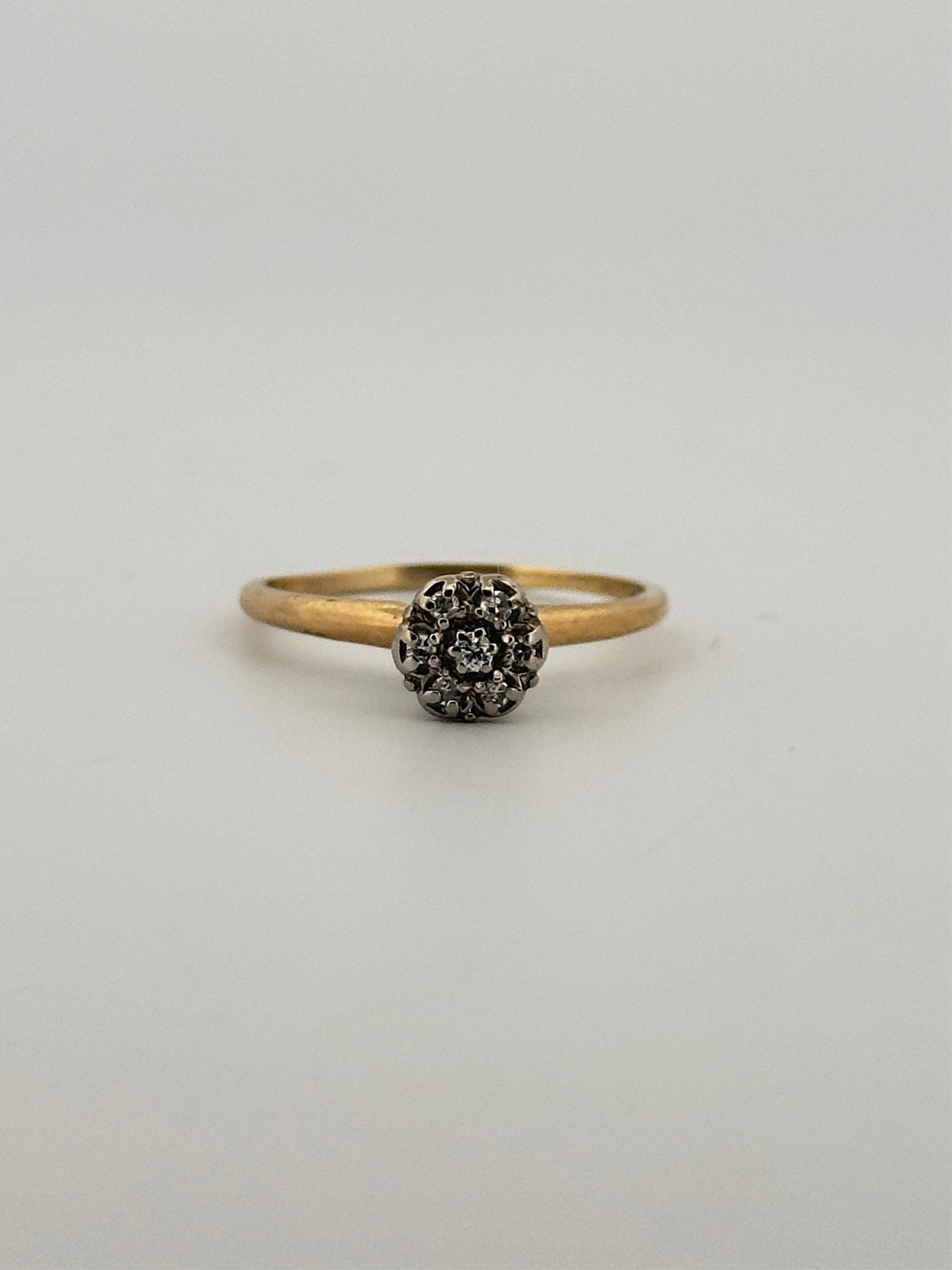 Vintage natural diamond cluster ring in 10k yellow gold