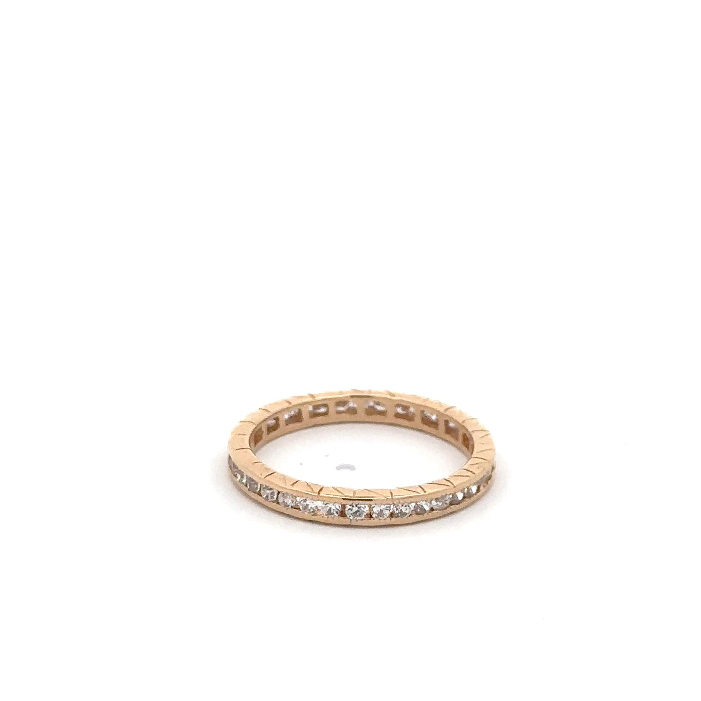 Vintage natural diamond eternity stacker band in 14k yellow gold