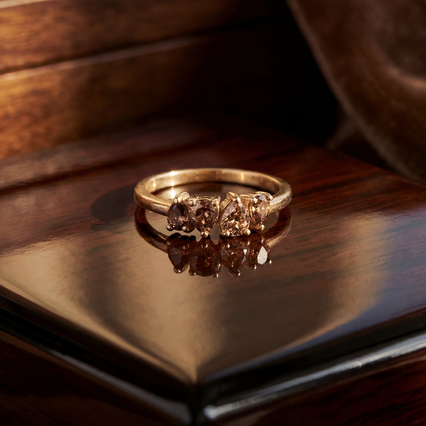 Chocolate diamond stacker ring - SLV original design in 14k