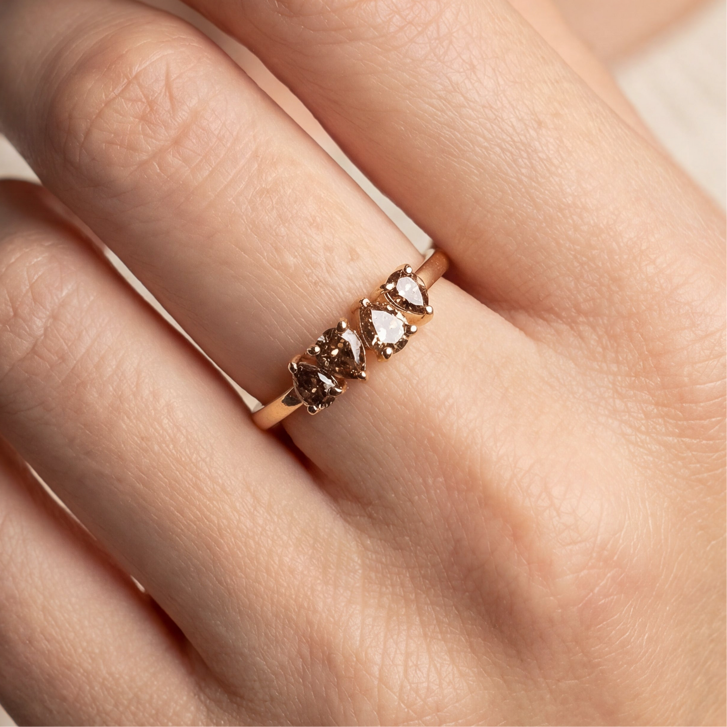 Chocolate diamond stacker ring - SLV original design in 14k