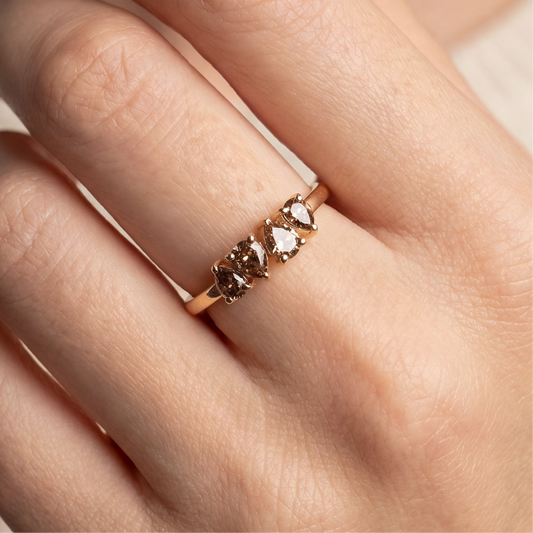 Chocolate diamond stacker ring - SLV original design in 14k