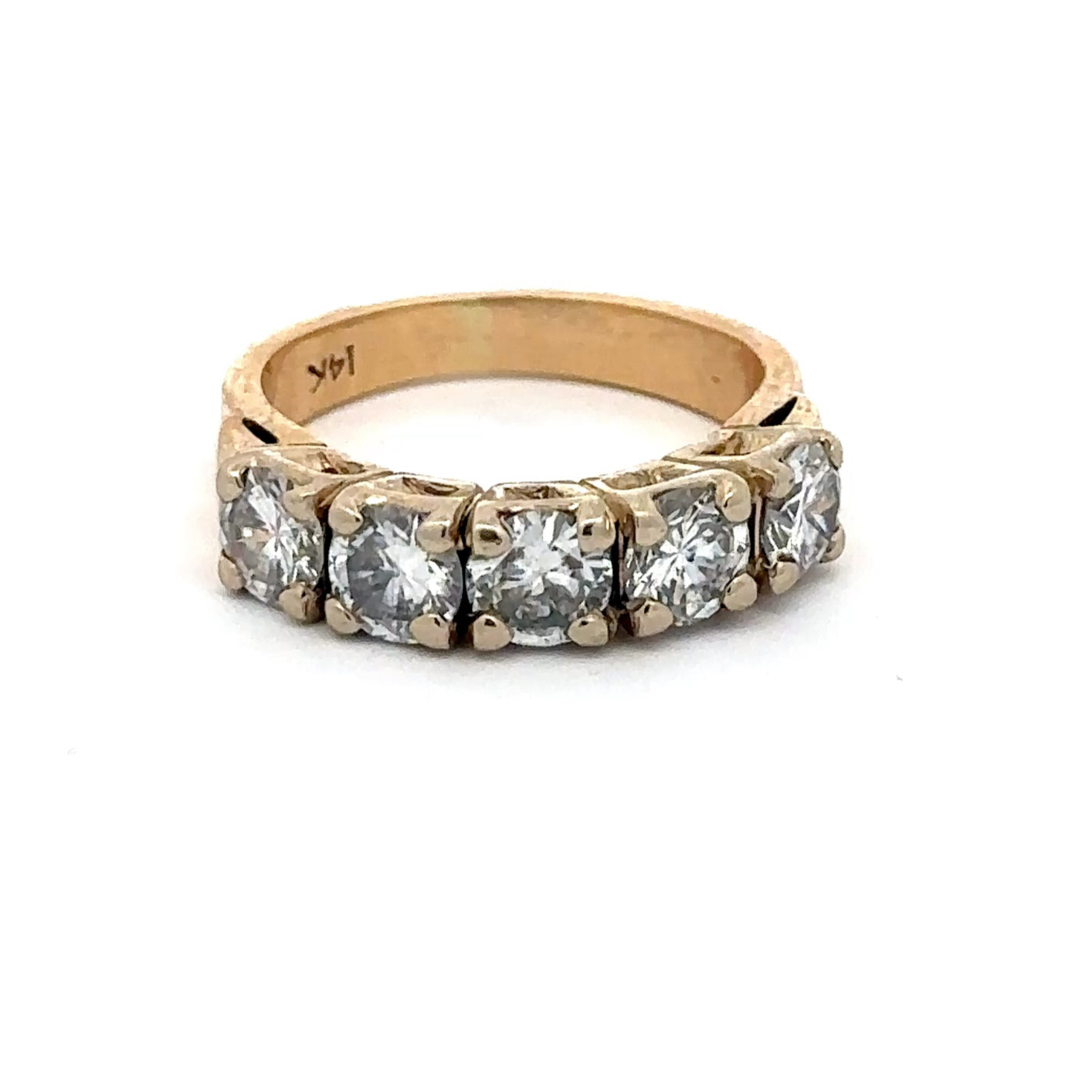 Vintage 1.5ct natural diamond half eternity band in 14k gold