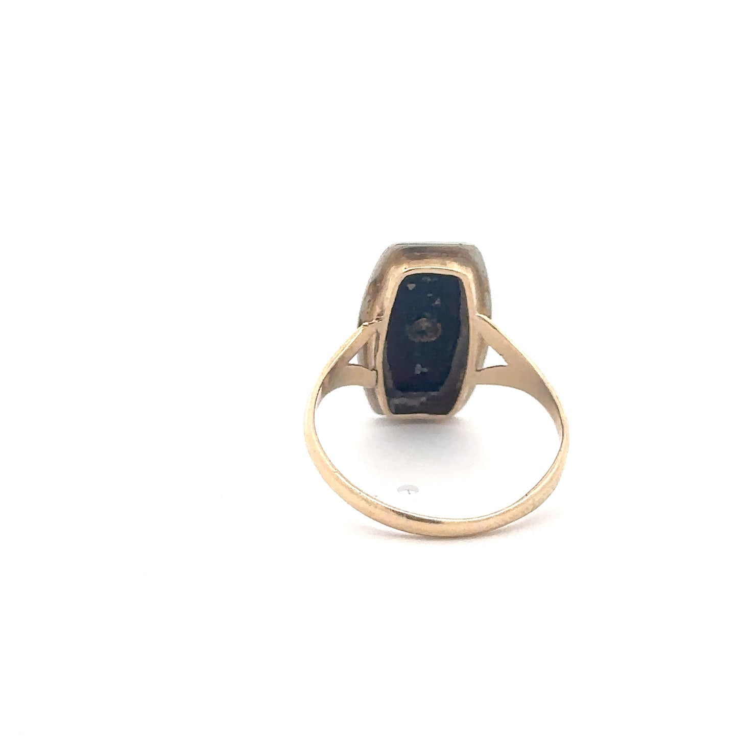 Vintage 1940s Onyx and pearl ring in 14k gold