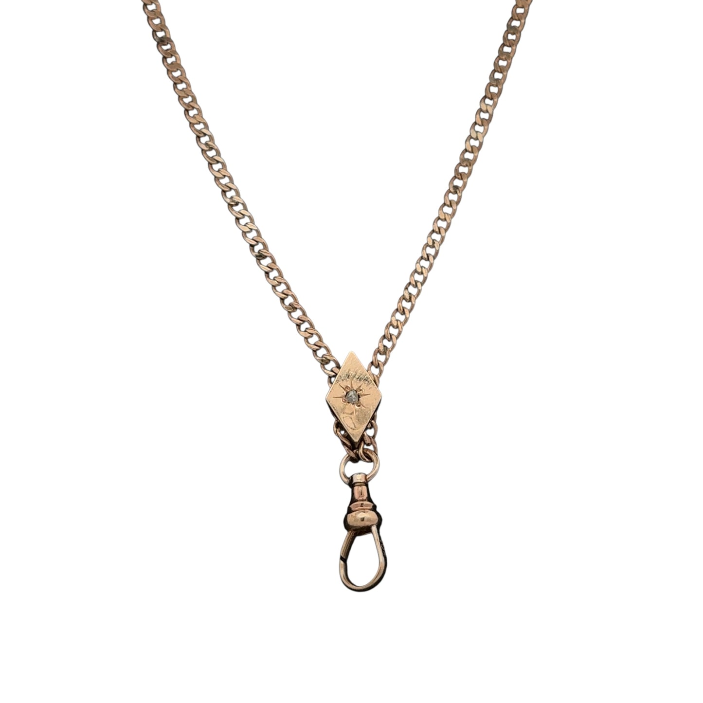 Antique Victorian gold watch chain with rose cut diamond slider, 10k gold, vintage jewelry by Silver Lady Vintage