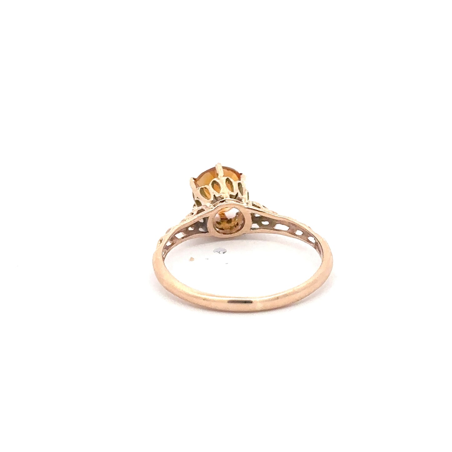 Antique citrine solitaire ring in 14k yellow gold