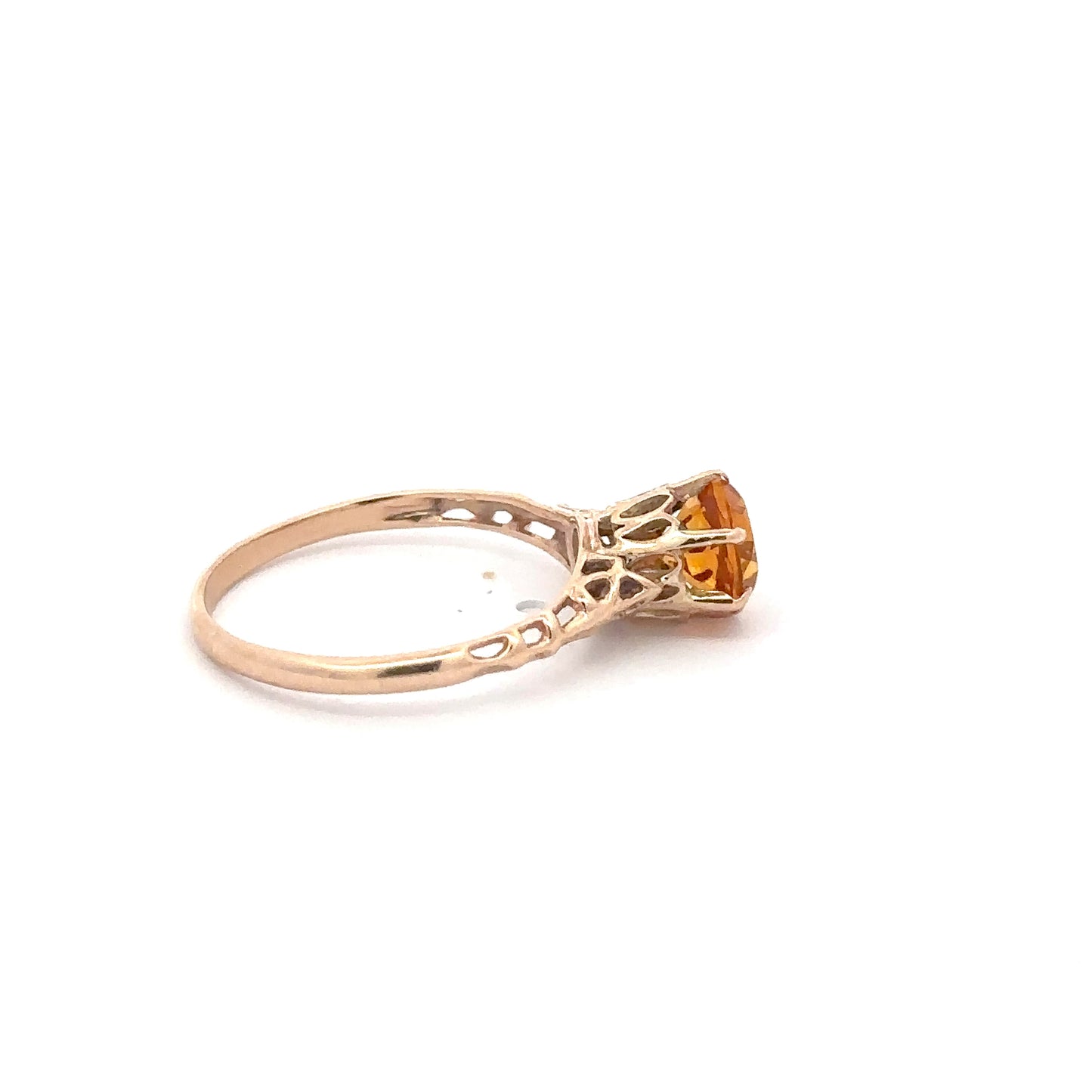 Antique citrine solitaire ring in 14k yellow gold
