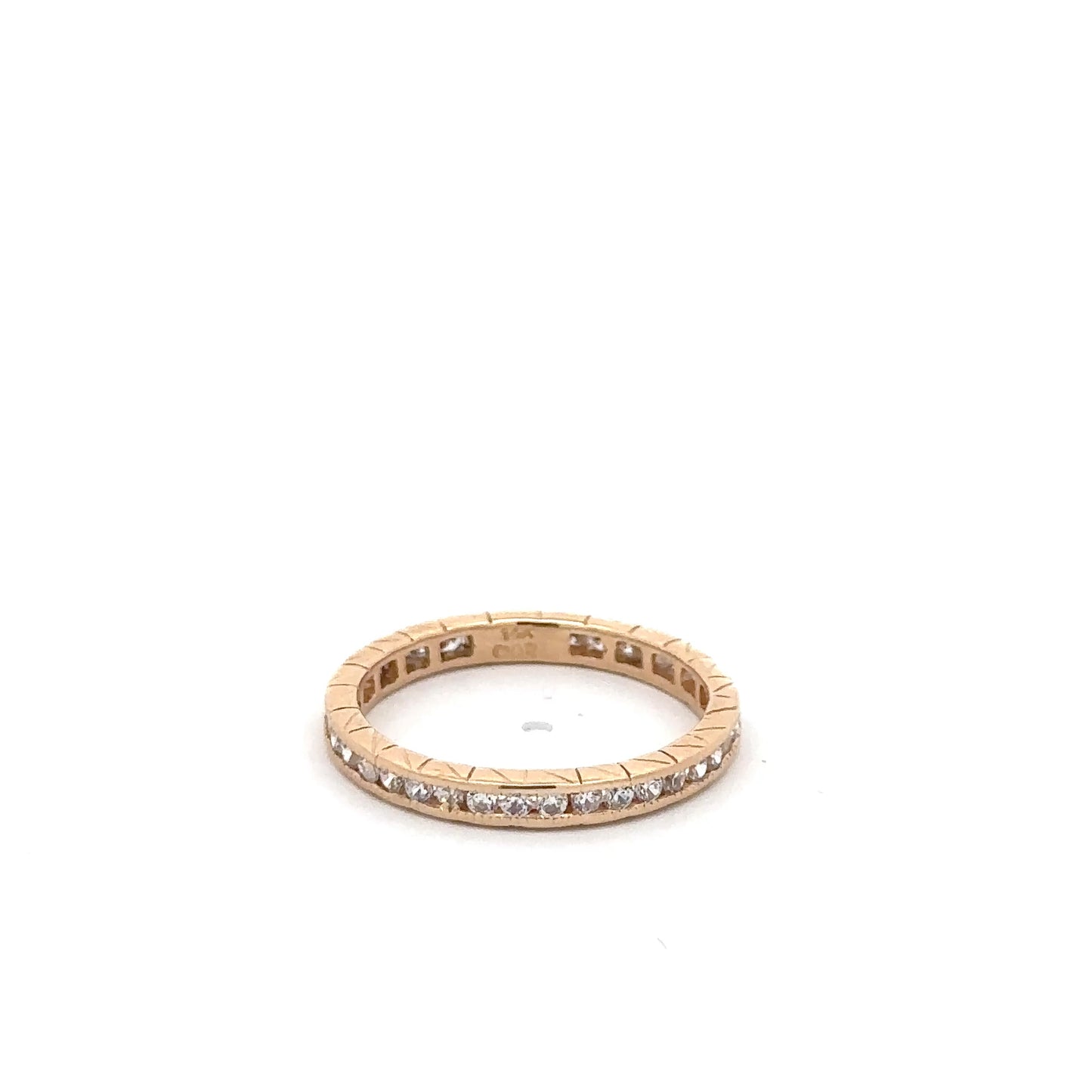 Vintage natural diamond eternity stacker band in 14k yellow gold