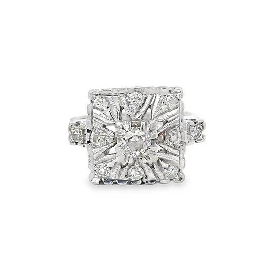 Vintage diamond cocktail ring circa 1930s