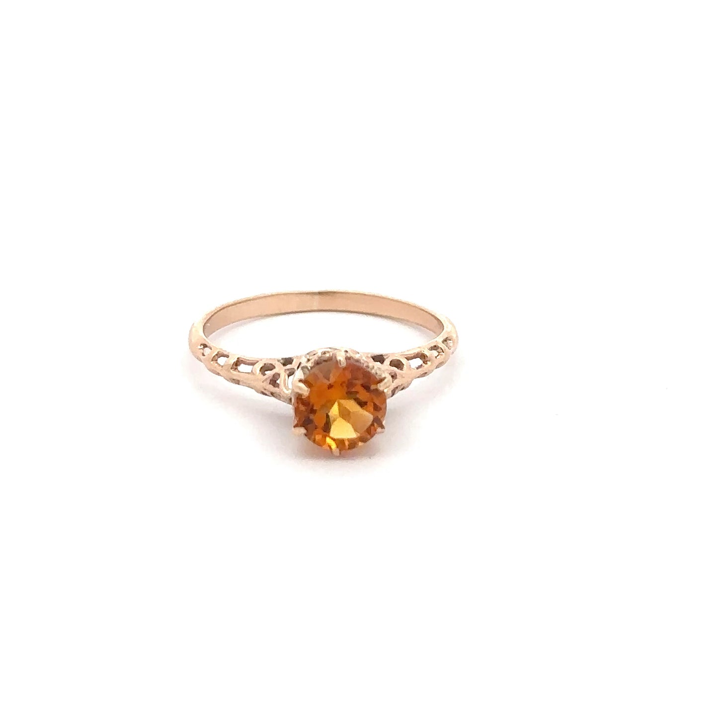 Antique citrine solitaire ring in 14k yellow gold