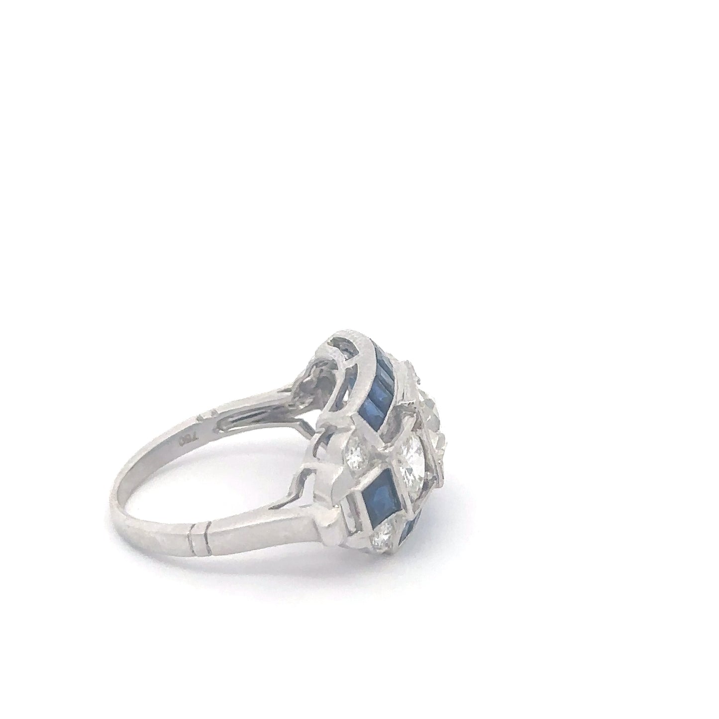 Antique art deco sapphire and old European cut diamond ring