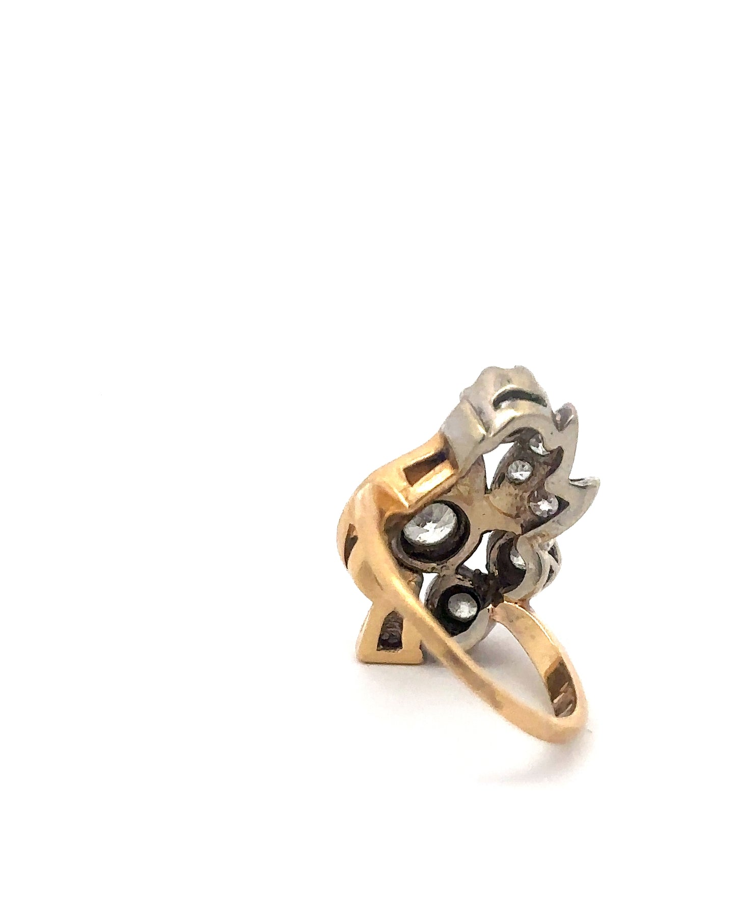 Vintage old mine cut diamond cocktail ring circa 1930s