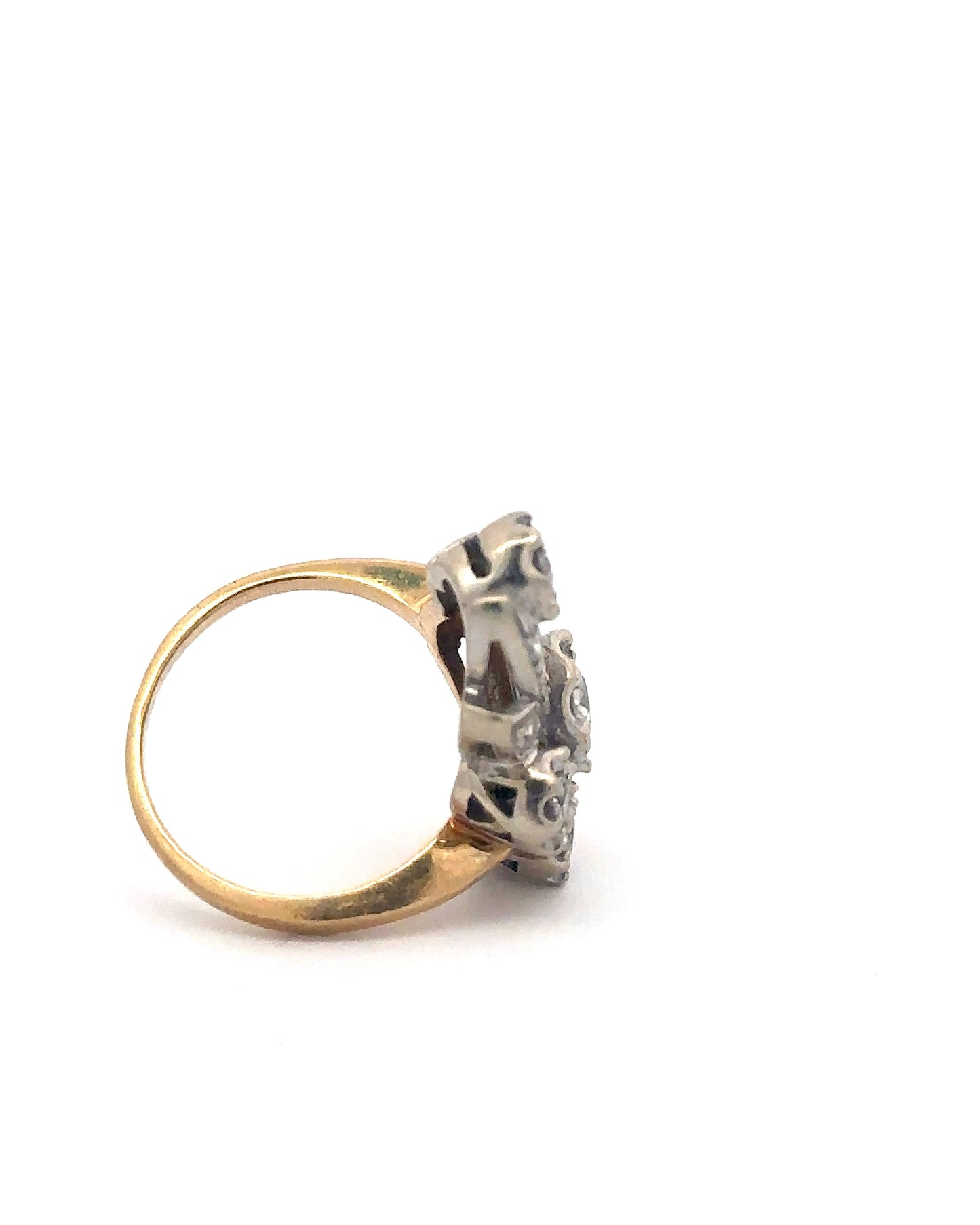 Vintage old mine cut diamond cocktail ring circa 1930s