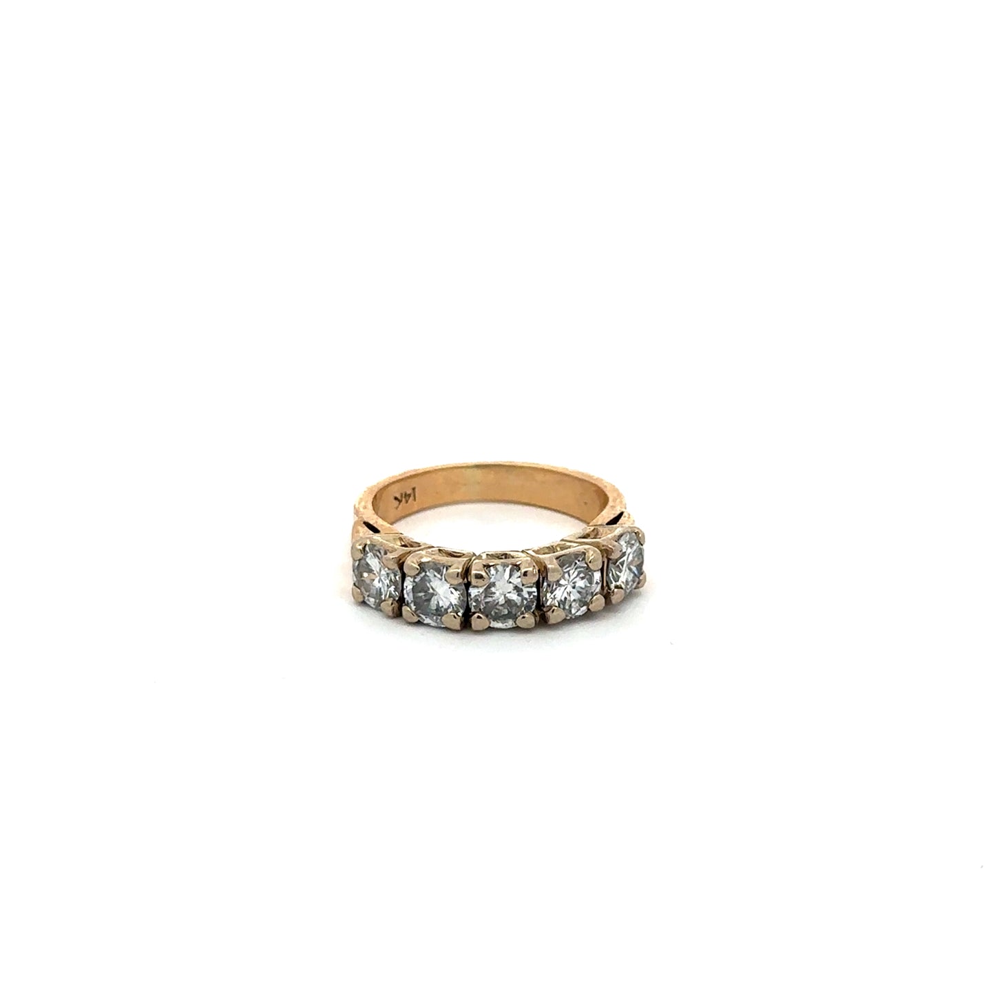 Vintage 1.5ct natural diamond half eternity band in 14k gold