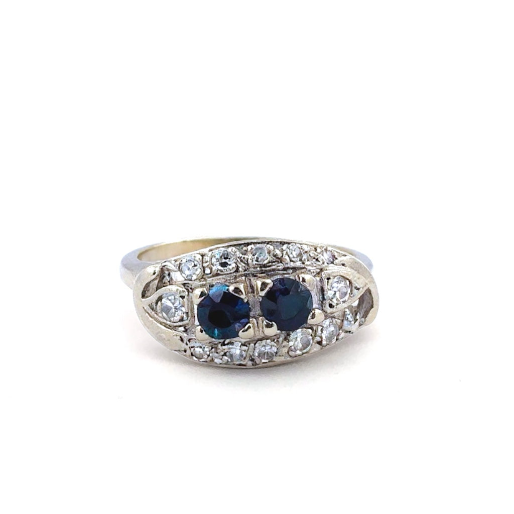 Vintage Diamond and sapphire art deco cocktail ring