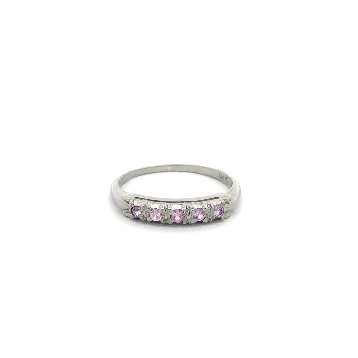 Vintage 18k pink sapphire stacker ring