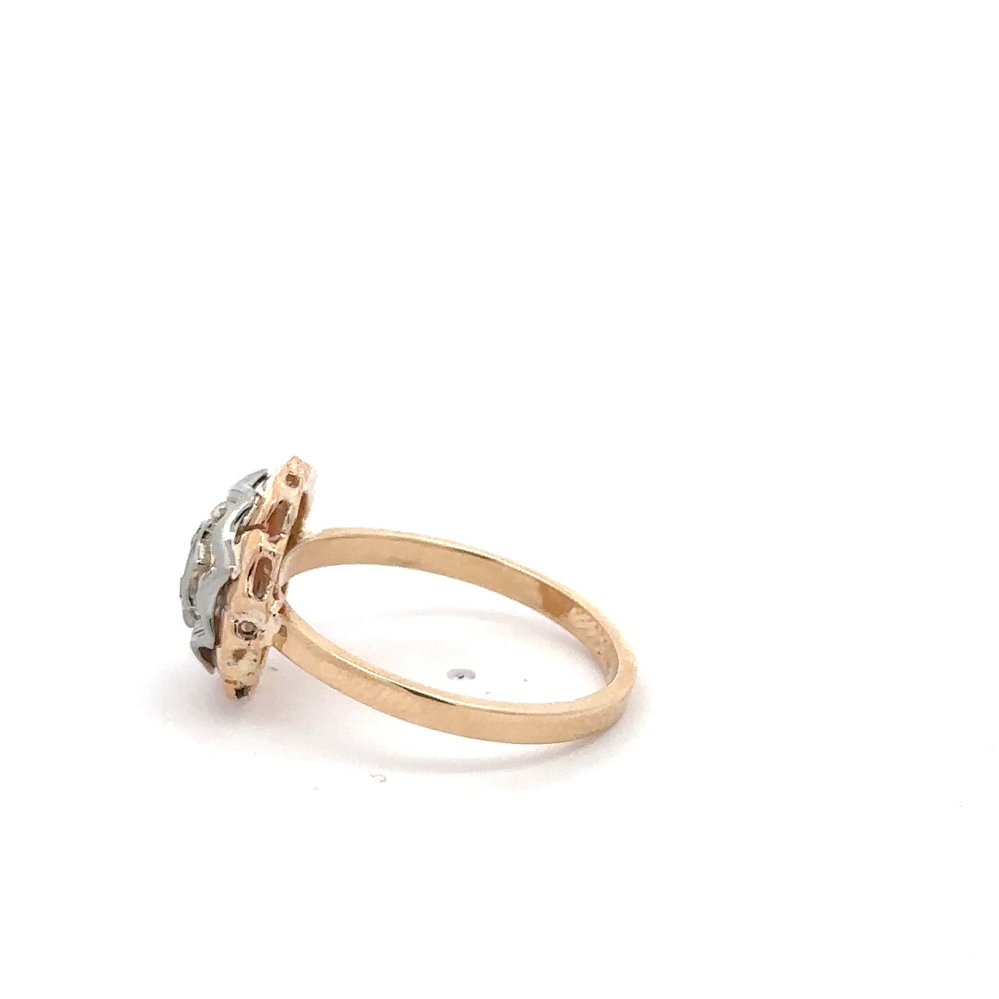 Vintage floral diamond cocktail ring in 14k gold