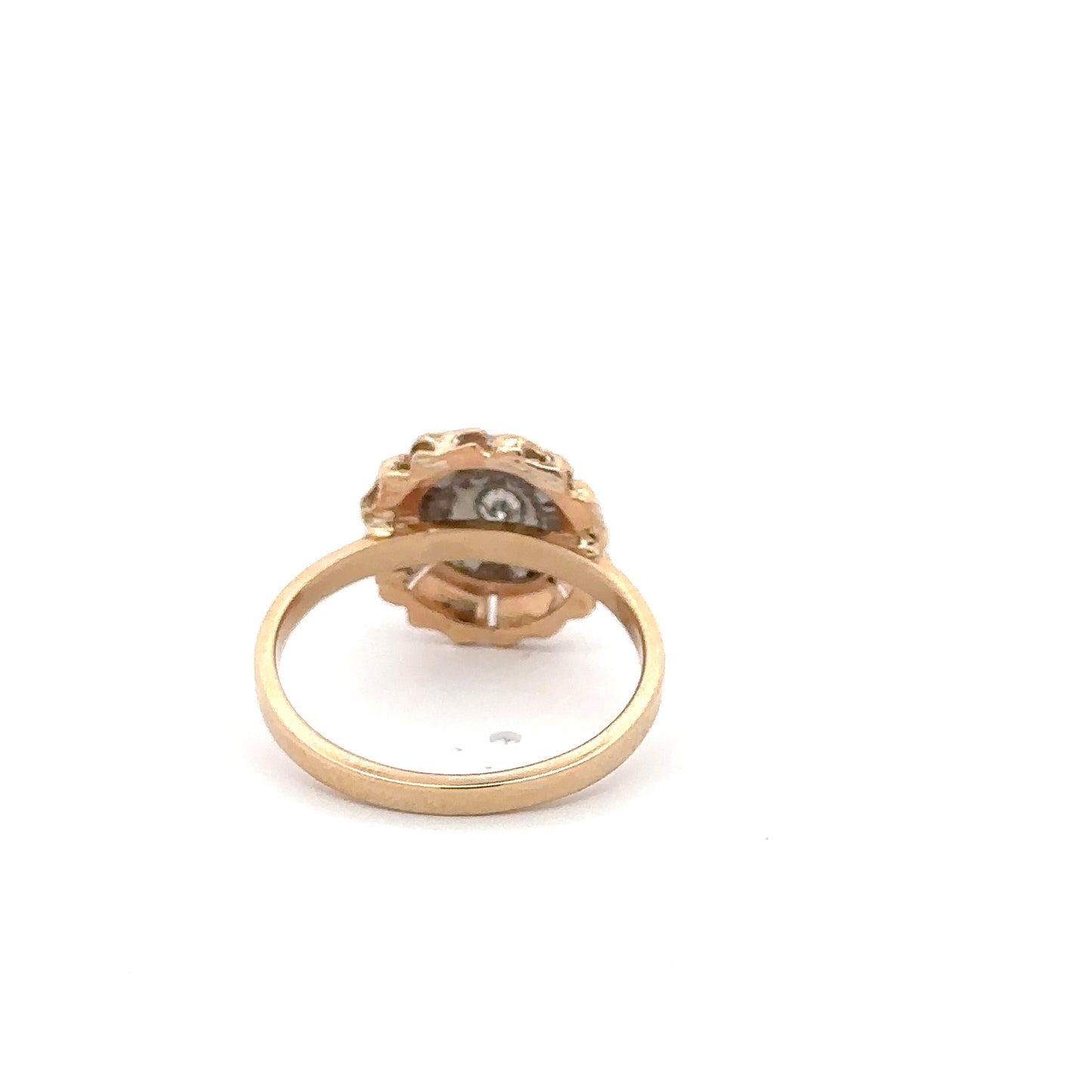 Vintage floral diamond cocktail ring in 14k gold