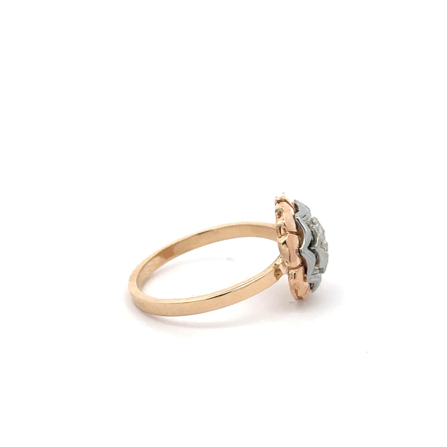 Vintage floral diamond cocktail ring in 14k gold