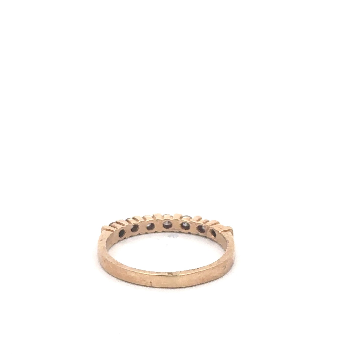 Natural diamond shared prong half eternity stacker band in 14k yellow gold