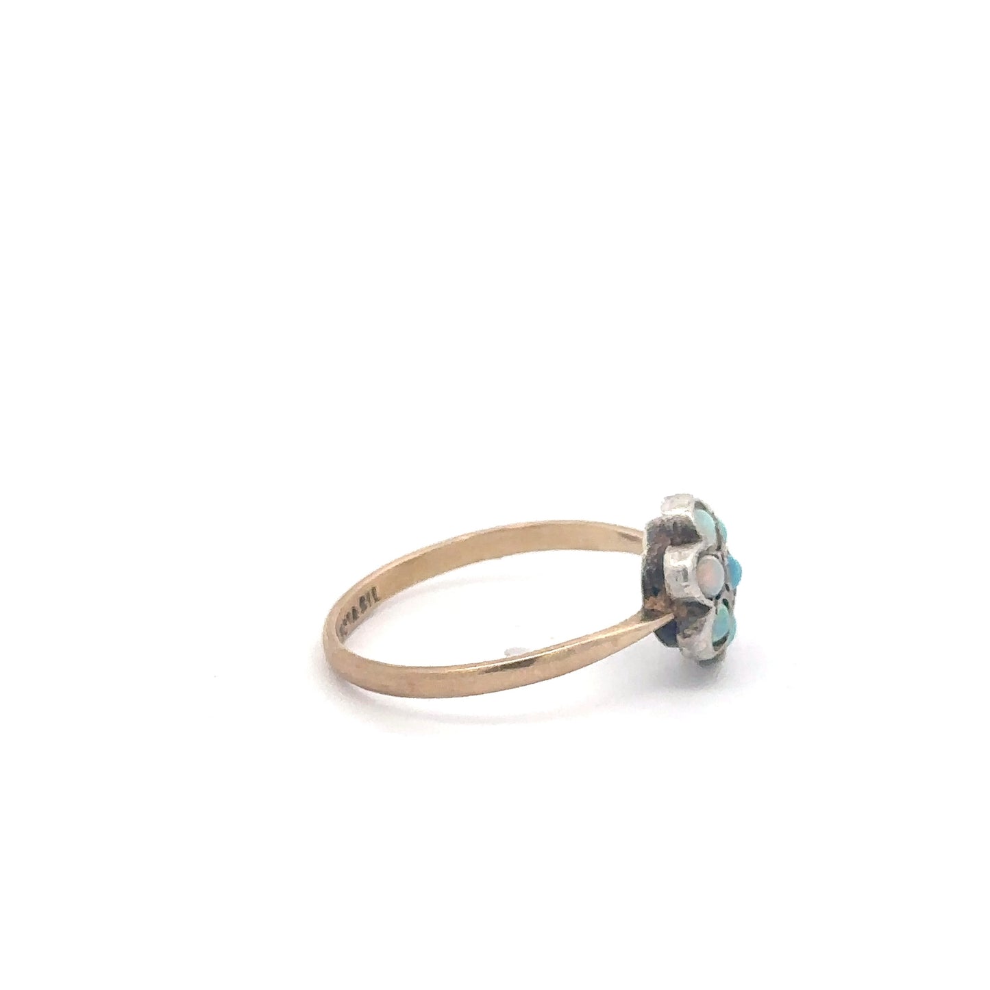 Antique Victorian opal ring in 9k yellow gold and silver