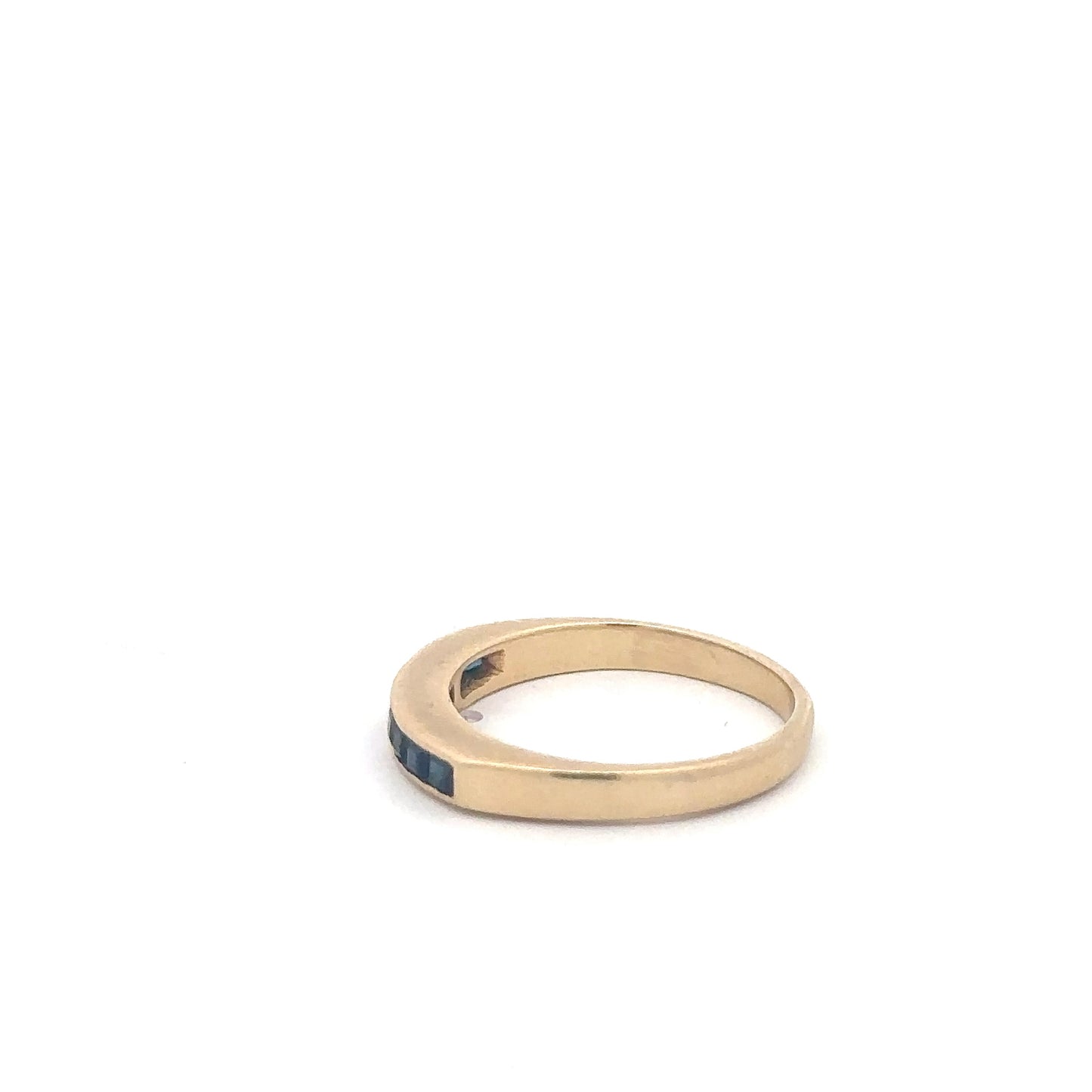 Vintage tension set sapphire stacker band set in 14k yellow gold