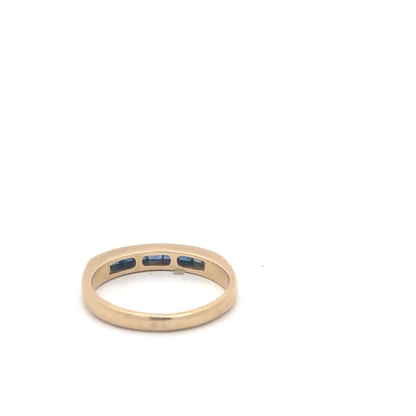 Vintage tension set sapphire stacker band set in 14k yellow gold