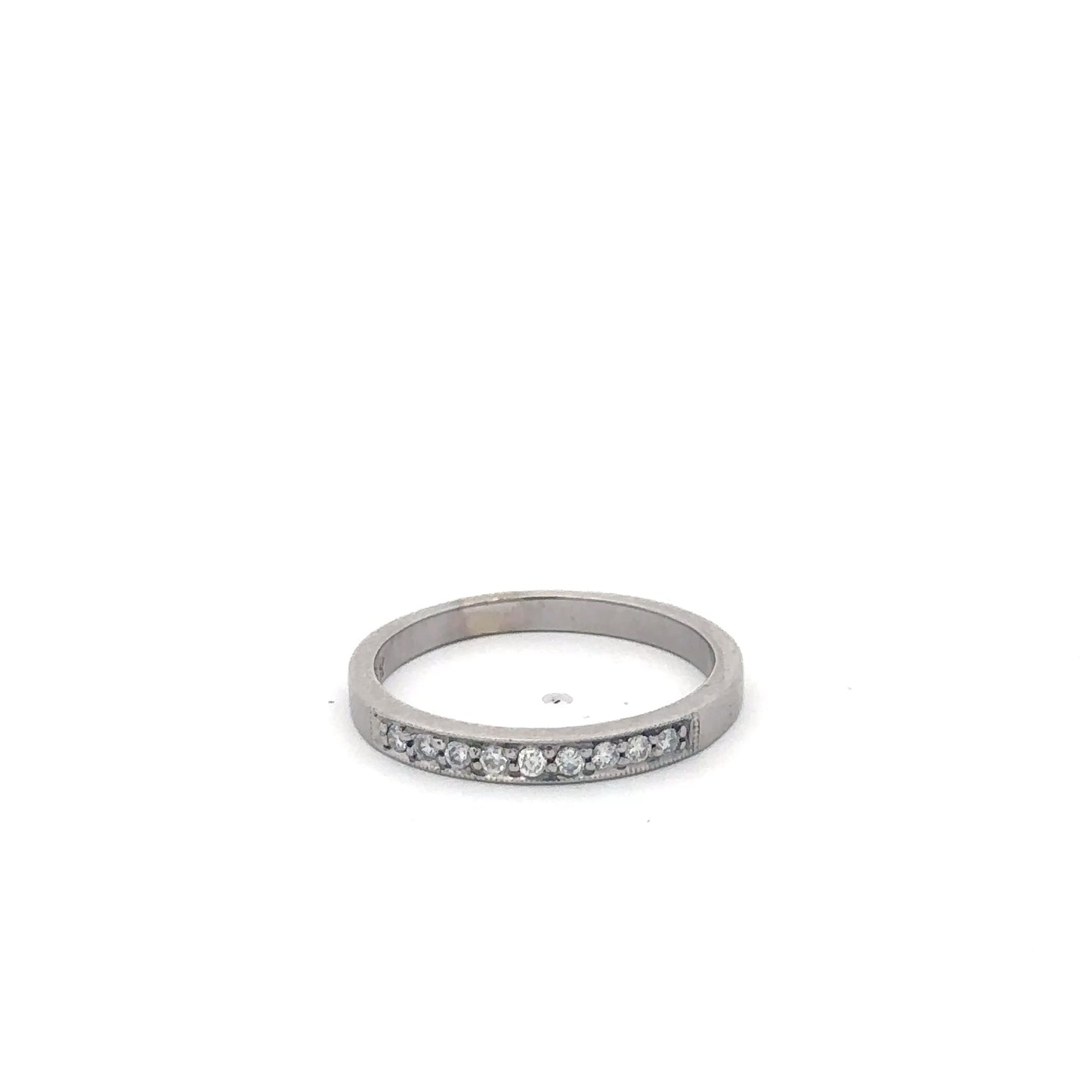 Vintage natural diamond stacker band in 14k white gold