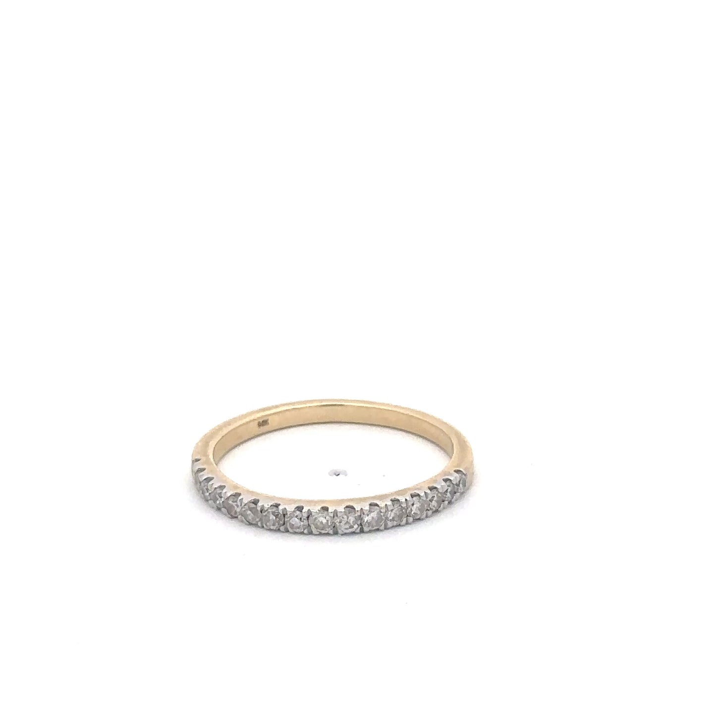 Vintage two toned natural diamond stacker band in 14k gold
