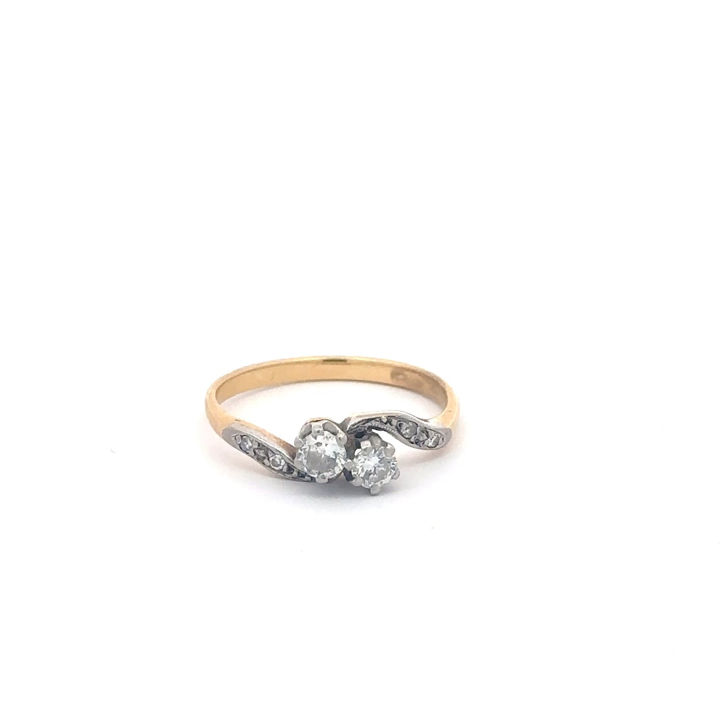 Vintage toi et moi natural diamond ring set in 18k yellow and white gold