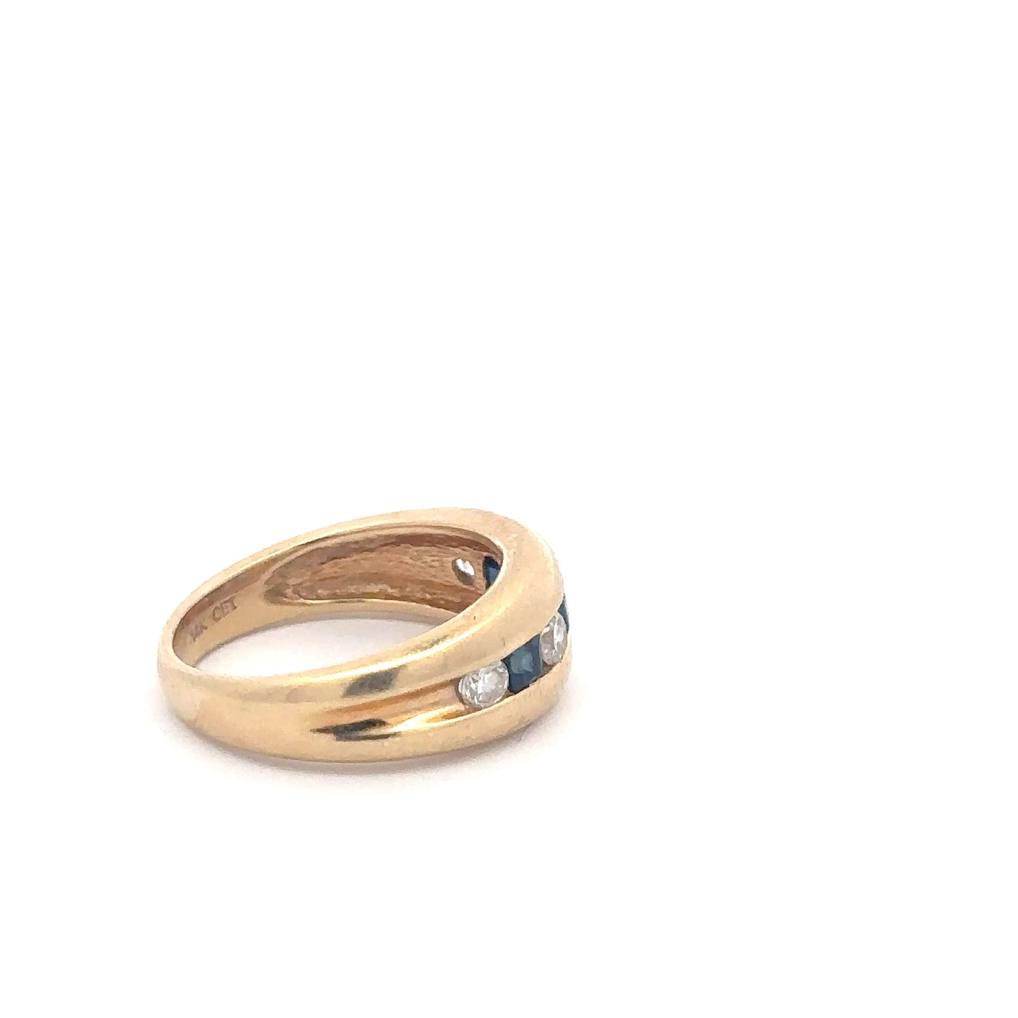 Vintage diamond and sapphire band in 14k yellow gold