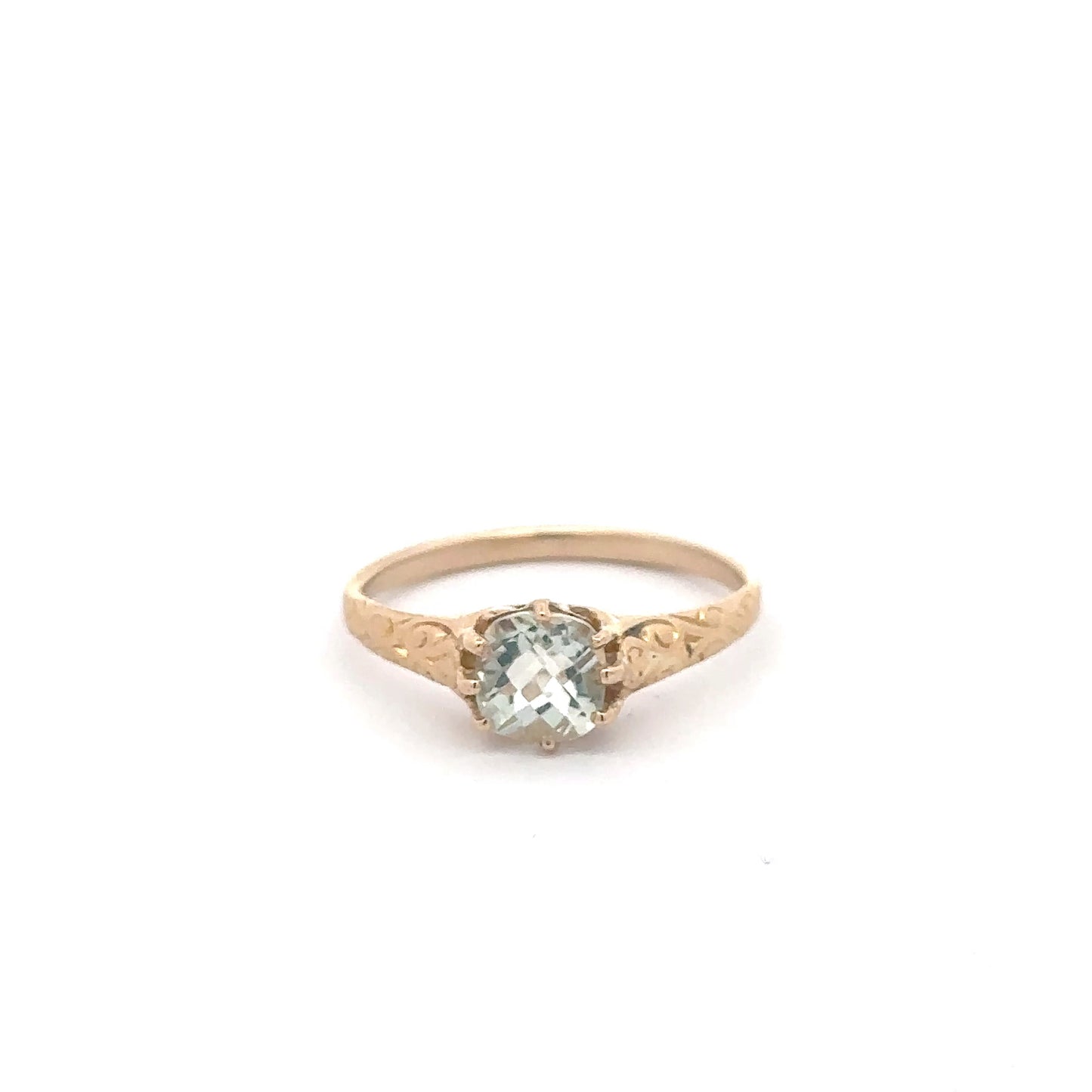 Antique Victorian green amethyst ring in 14k yellow gold
