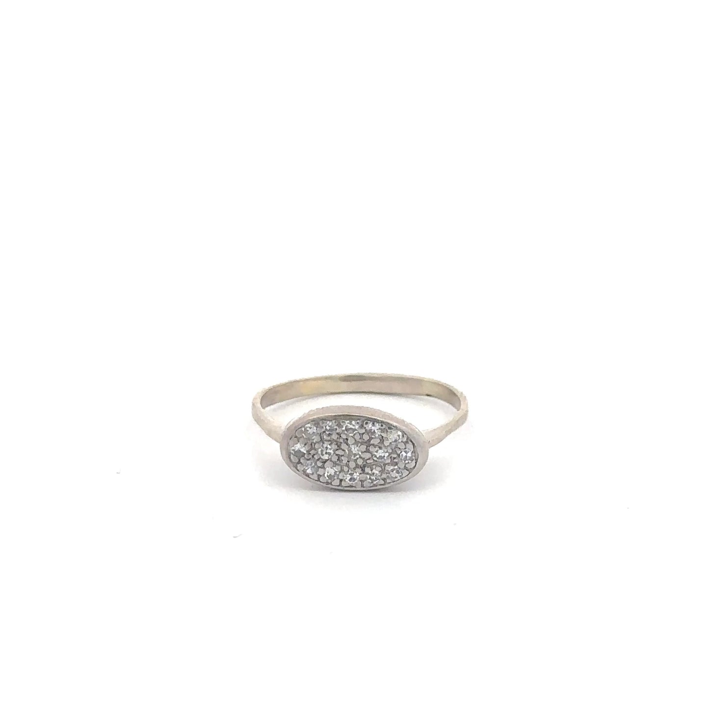 Vintage pave diamond signet style ring in 10k white gold