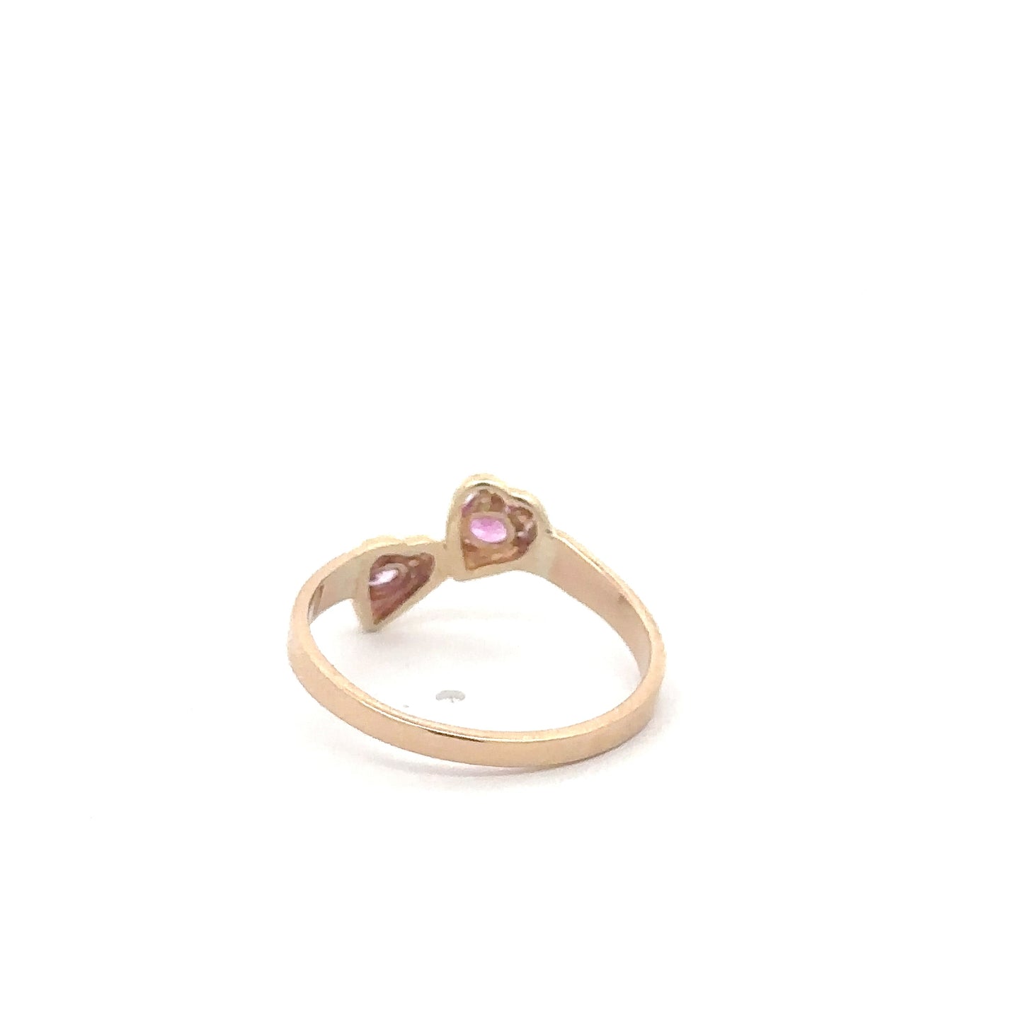 Vintage 1970s pink sapphire heart ring in 14k yellow gold