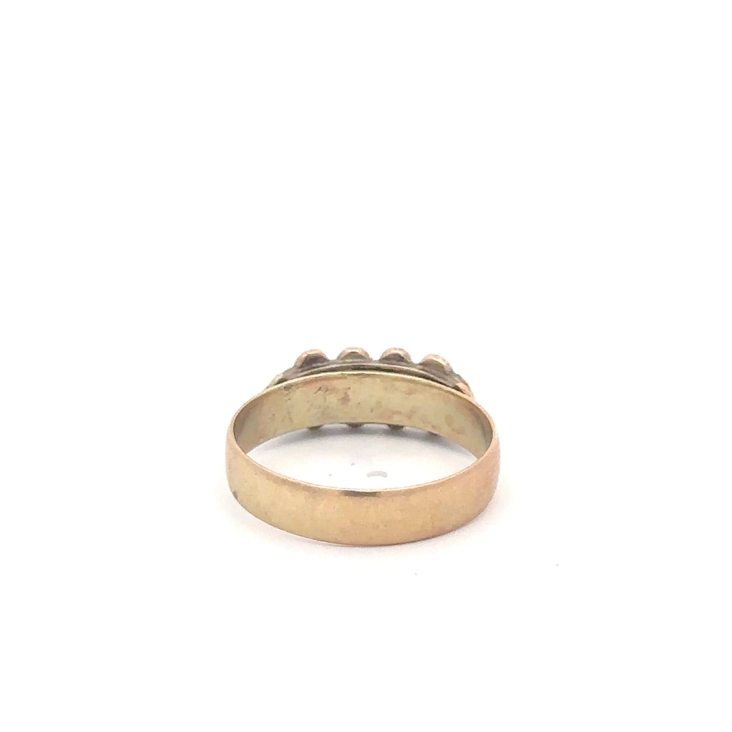 Antique Victorian turquoise and seed pearl ring in 14k yellow gold