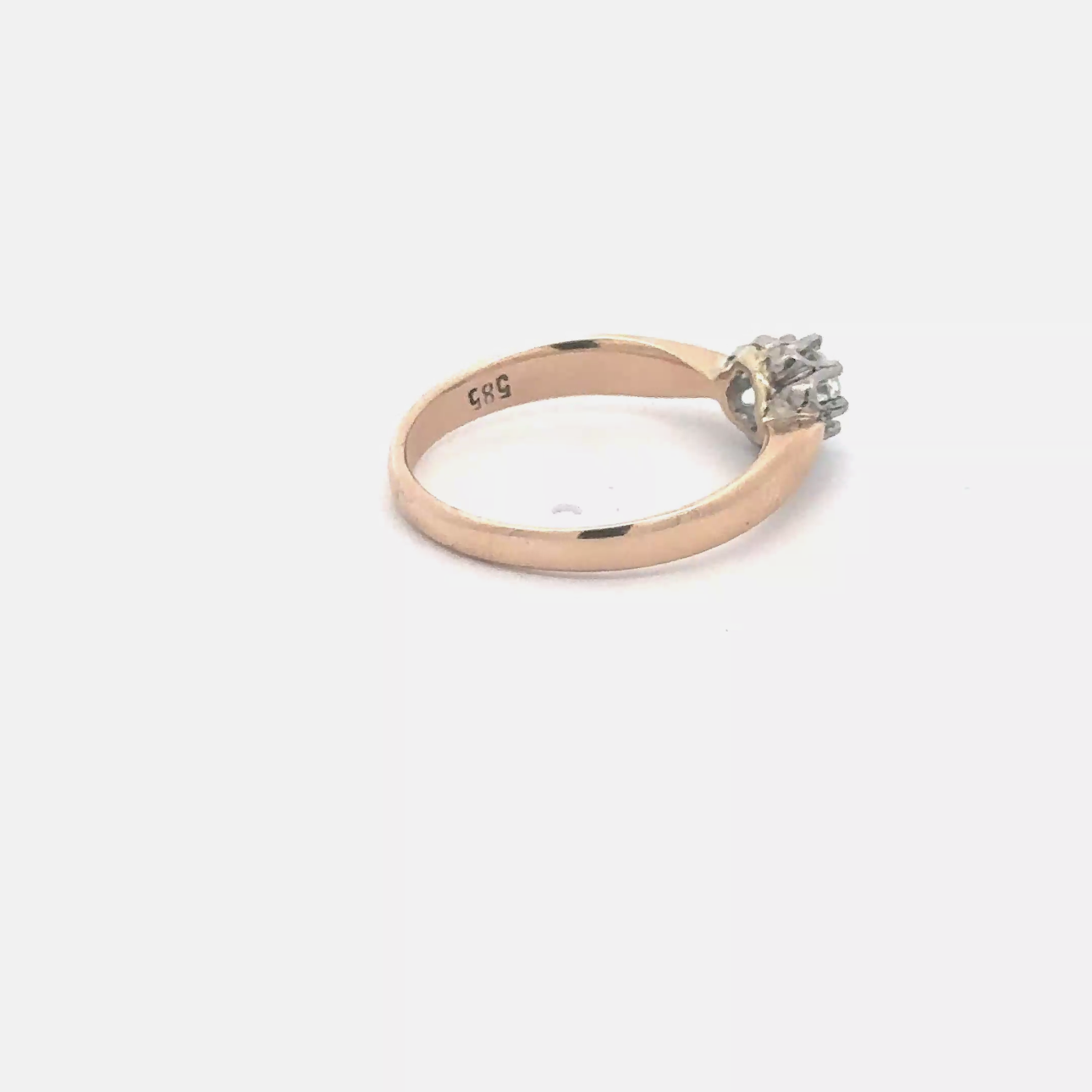 Antique Victorian 14k yellow gold solitaire ring with old mine cut diamond and tapered band, vintage Silver Lady design.