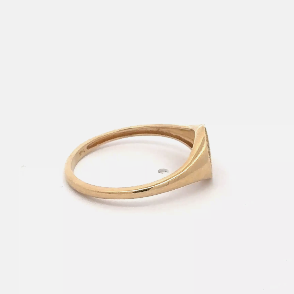 Yellow gold diamond pavé circular signet ring with intricate design, crafted by Silver Lady Vintage.