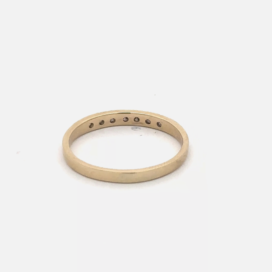 Silver Lady Vintage Flush-Set Champagne Diamond Band showing a delicate silver ring with champagne diamonds in a flush setting.